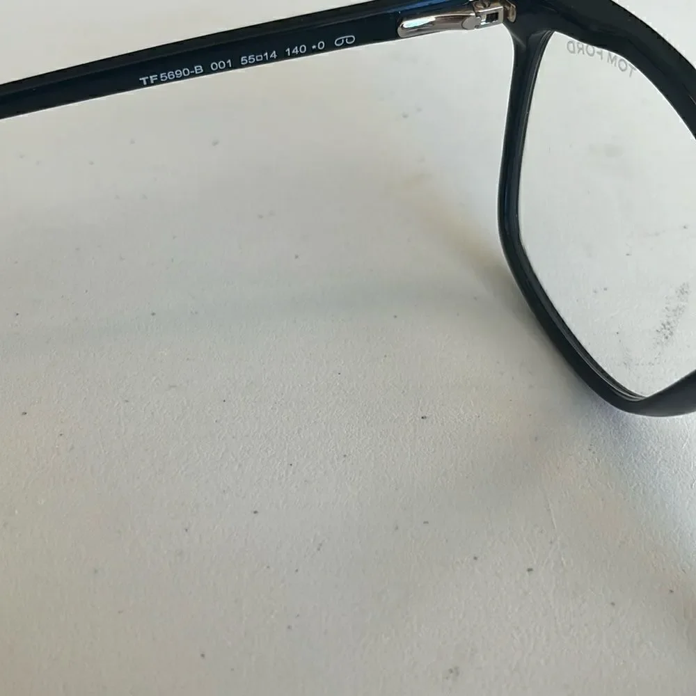 NWT Tom Ford TF 5690 001 55mm Black & Brown Tortoise Eyeglasses